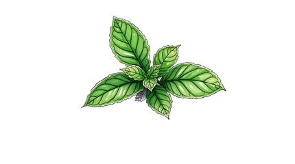 top-down illustration of a basil plant
