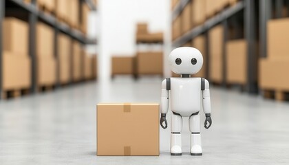 industrial robotics concept. AI-driven robotic systems managing scalable logistics and inventory in distribution centers