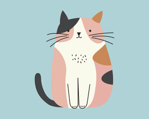 Cartoon cat. Cute Sticker. Vector.