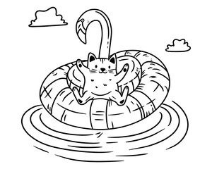 Cartoon cat. Cute Sticker. Vector.