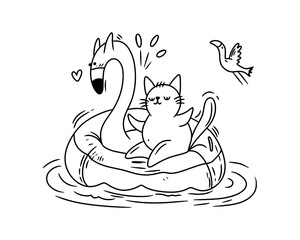 Cartoon cat. Cute Sticker. Vector.