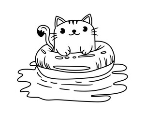 Cartoon cat. Cute Sticker. Vector.