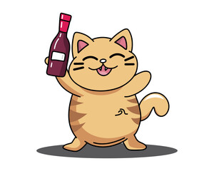 Cartoon cat. Cute Sticker. Doodle style. Vector.