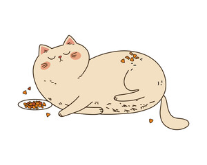 Lazy cat. Cartoon character. Vector.