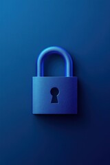 Fototapeta premium Minimalist Blue Padlock on Monochromatic Background Symbolizing Security and Protection