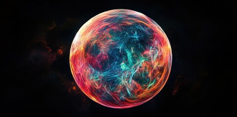Naklejka premium Abstract Cosmic Sphere of Vibrant Energy and Light