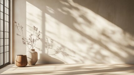a vase with flowers in it sitting on a floor