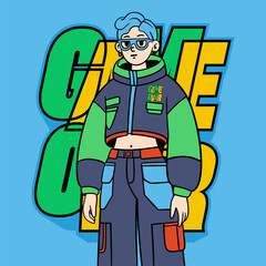 Cartoon comic game streetwear typography illustration