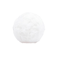 White spherical object on a black background.