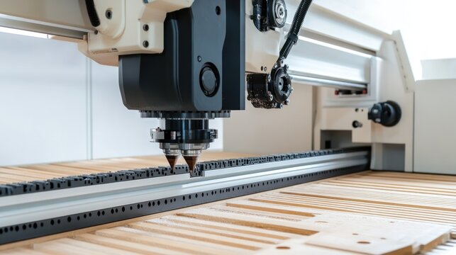 CNC Woodworking Machine Precision in Action: Close-up of Automated Wood Carving