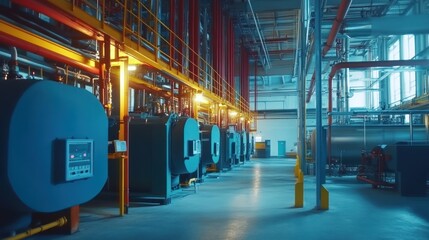 Fototapeta premium Industrial Facility Interior: A Glimpse into Modern Manufacturing