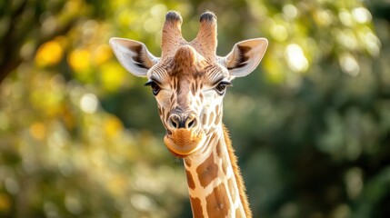 Obraz premium Close-up portrait of a young giraffe.