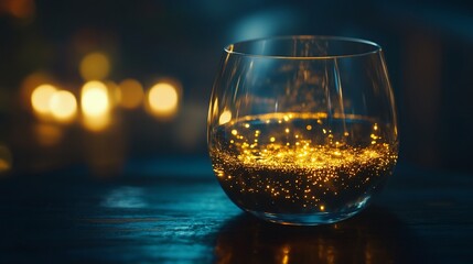 Golden Sparkle in Glass: A Festive Night