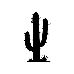 Saguaro cactus silhouette icon vector illustration design on white background. © Techzaka