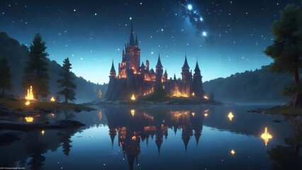Fototapeta premium night view castle
