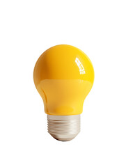 Vibrant yellow light bulb with glossy finish and standard lamp transparent background, PNG