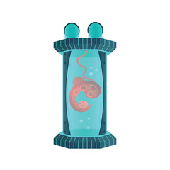 Space laboratory capsule with embryo on white background