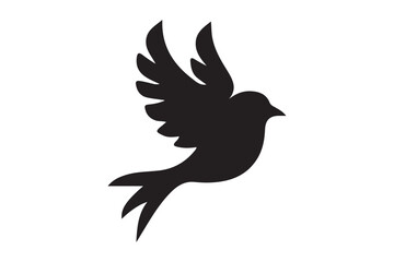 Obraz premium Flying bird icon silhouette illustration with white background 1