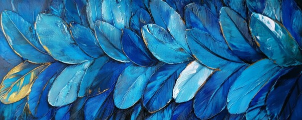 A closeup of blue parrot feathers