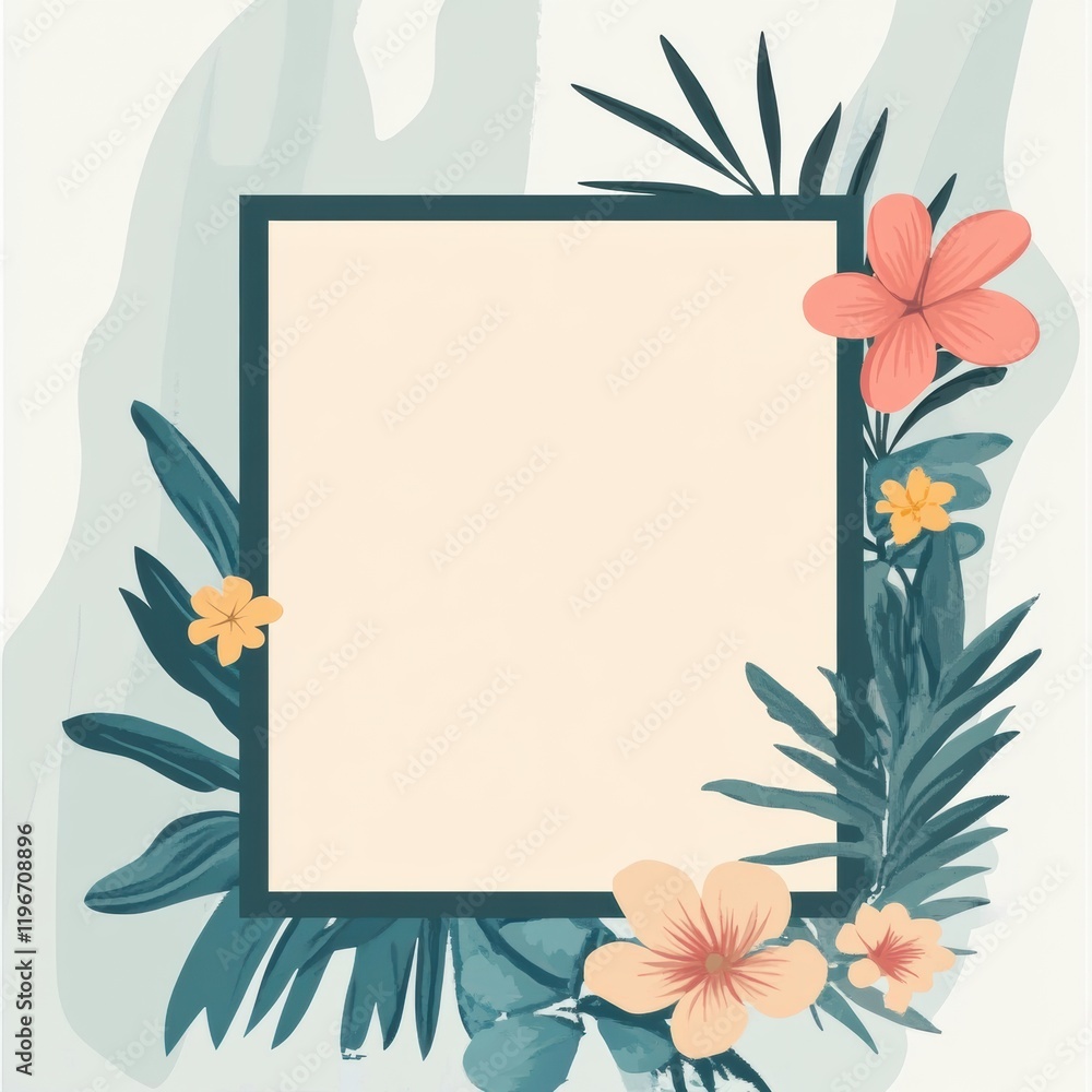 Poster elegant floral border design with ample space for custom text in a light background. generative ai