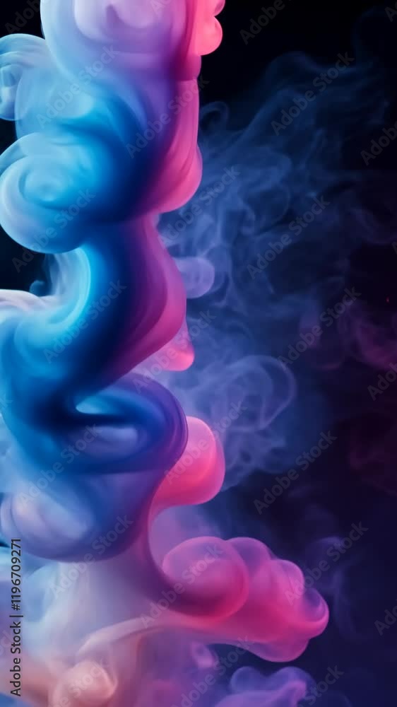 Poster colorful smoke swirls create a captivating visual in a dark background during an artistic display