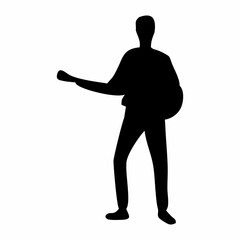 silhouette of person playing guitar