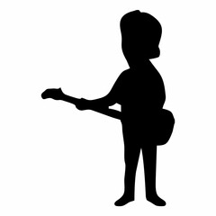 silhouette of person playing guitar