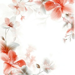 Fototapeta premium Elegant floral design featuring soft peach and white blooms with ample space for text and customization. Generative AI