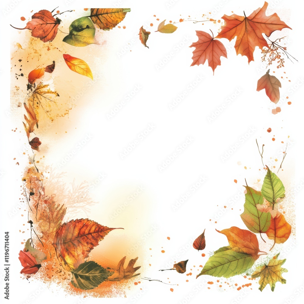 Poster blank space surrounded by autumn leaves for creative text, ideal for seasonal projects and invitatio