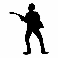 silhouette of person playing guitar