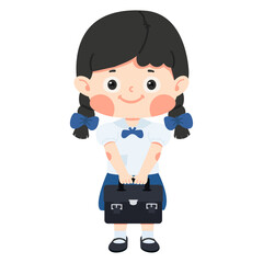Thai schoolgirl in uniform with bag
