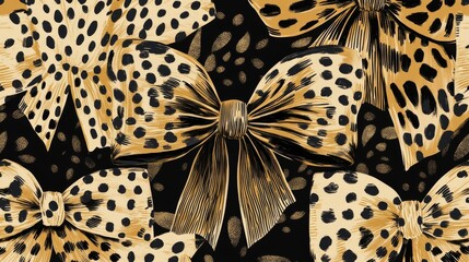 Designer animal texture bows, sophisticated pattern arrangement, elegant safari print collection, warm neutral color scheme, refined repeating motif design, luxury fashion illustration style,