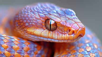 Fototapeta premium Close-up of a Multicolored Snake with Intricate Scales and Vibrant Hues