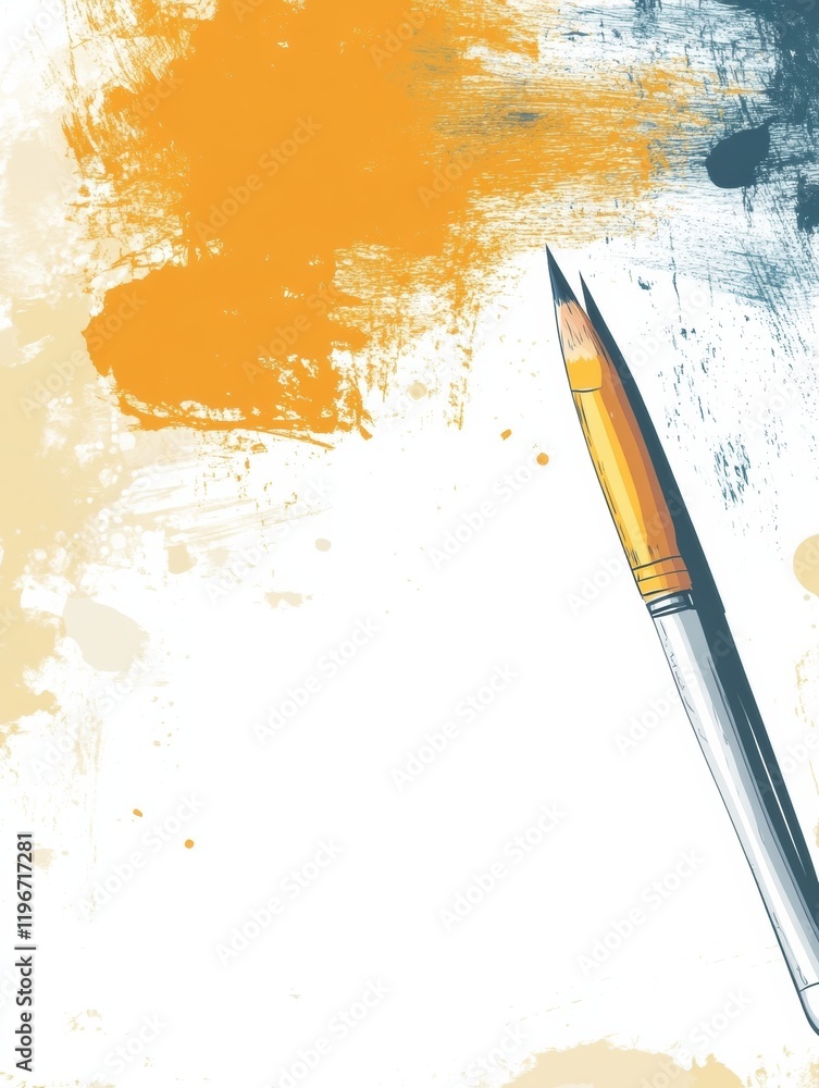 Poster creative workspace showcasing empty space for text with a vibrant paint splatter background and a fo