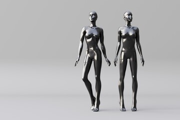 A mannequin wears a shirt in an elegant pose. On a white background, 3D