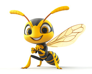 Fototapeta premium Playful Cartoon Bee Ready to Rumble.