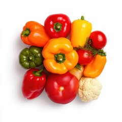 Fresh garden vegetables showcase clean white background food realistic composition vibrant variety