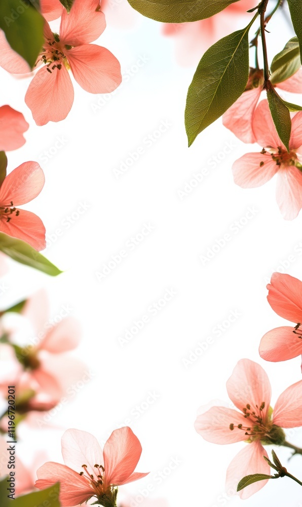 Leinwandbilder pink blossoms framing an empty space for a creative design or text layout. generative ai
