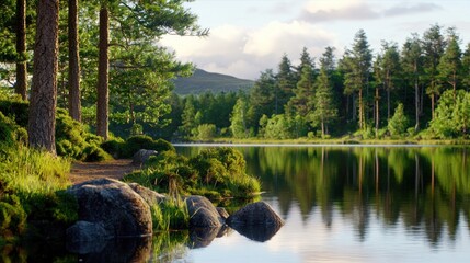 Obraz premium Tranquil Forest Lake