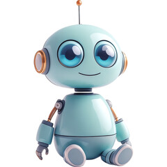 Light Blue Robot Figurine with Antenna and Rounded Features