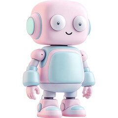 Pastel Pink and Blue Robot Figurine with Modern Design