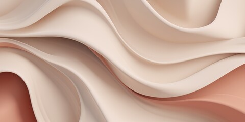 Obraz premium Beige wavy texture background. 3D abstract style. Luxury minimal concept. Image for banner, wallpaper and advertisement. Close up view with copy space.