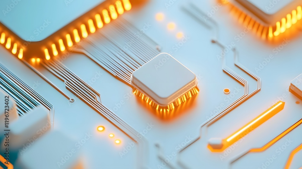 Aufkleber interconnected devices and futuristic iot concept with glowing lines and abstract geometric design