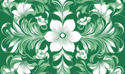 Fototapeta premium Abstract Green and White Floral Pattern