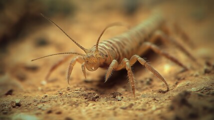 Close-Up of a Crawling Insect on Sand