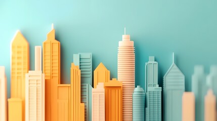 Obraz premium Smart Futuristic City Skyline with Stylized 3D of Modernist Architectural Buildings