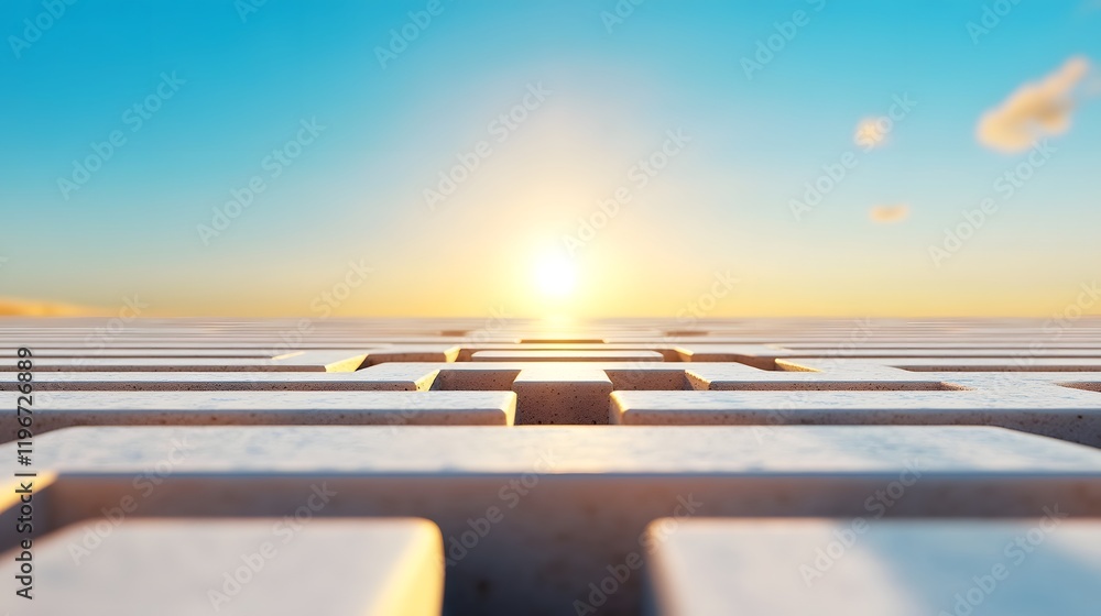 Poster abstract labyrinth maze with calm exit path 3d