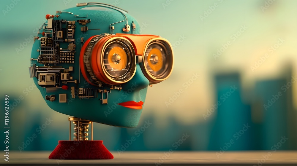Poster innovative digital brain with advanced tech driven creativity in 3d