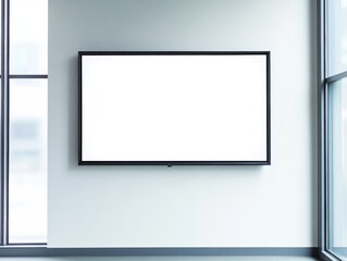 Fototapeta premium Blank screen on wall in modern office.