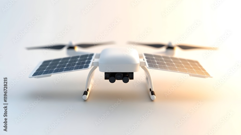Aufkleber advanced drone with solar panels renewable tech innovation in dynamic angles on white background